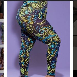 Yitty Fabletics Mesh Me High Waist Bright Blue Buttafly Leggings Plus